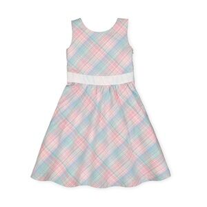 Pastel Plaid Sleeveless Cross Back Girls Party Dress